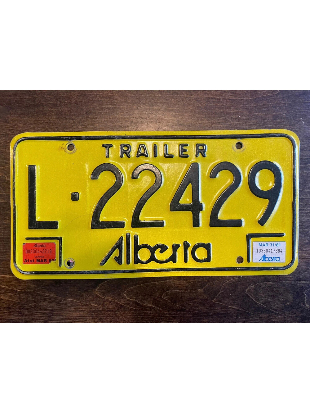 Alberta License Plate AB Canada Trailer Vintage Expired 1980 1980 L 22429 Sign